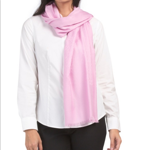 NWT Gucci GG Rose Scarf Wrap Silk Wool - Picture 8 of 9